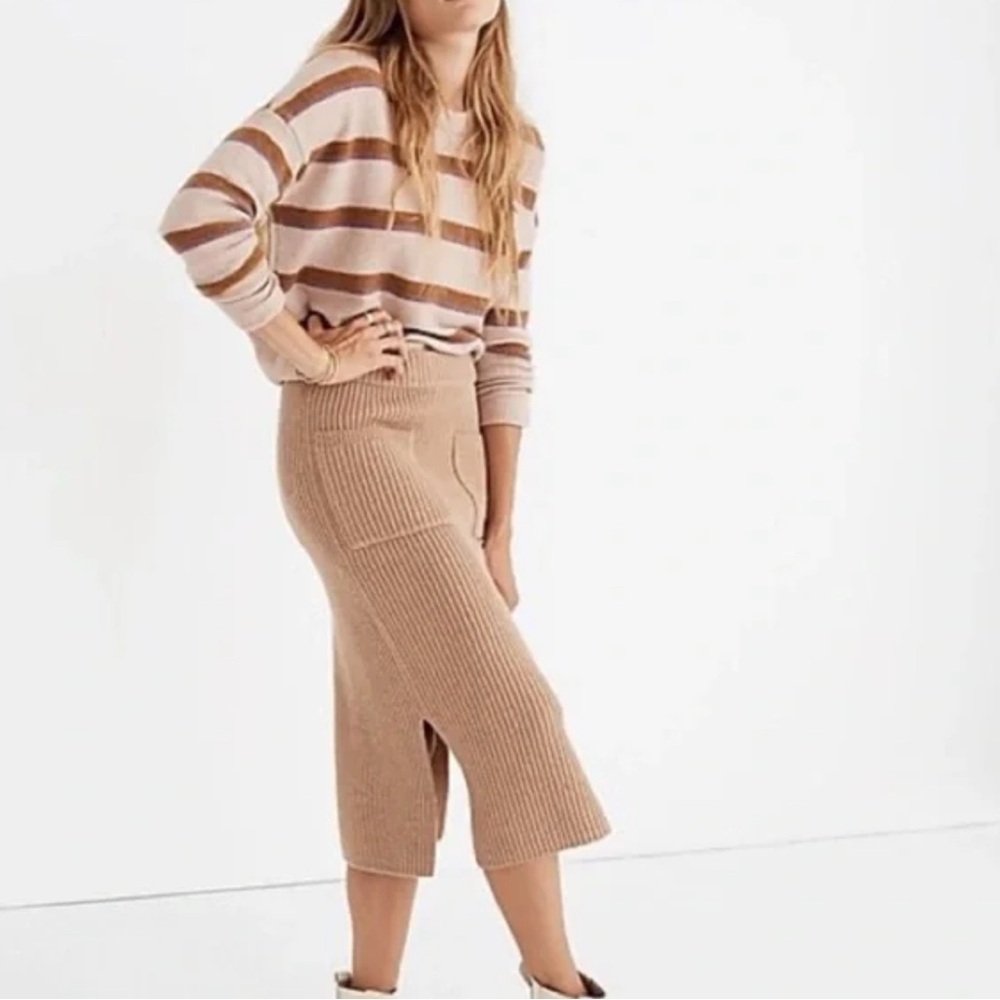 Madewell Camel Merino Wool Knit Sweater Midi Skirt Sz S